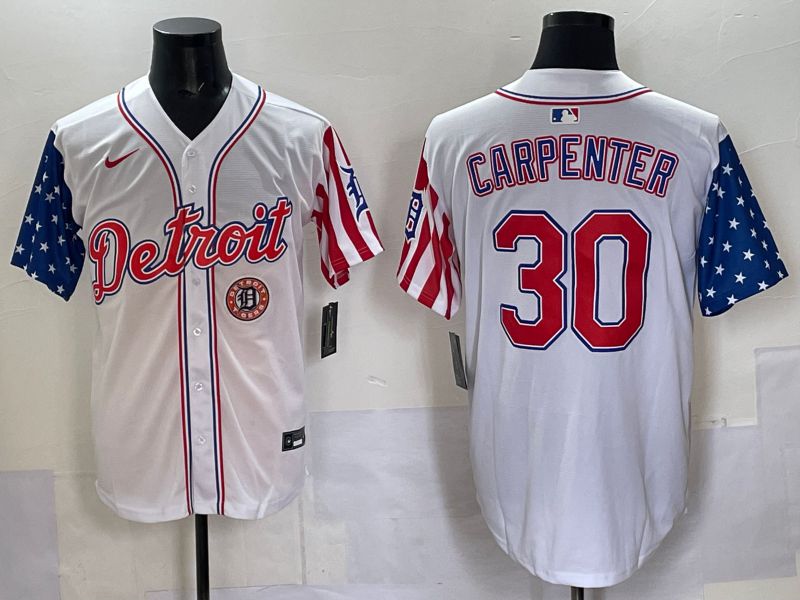 Men Detroit Tigers #30 Carpenter White National Flags 2025 Nike MLB Jersey style 7